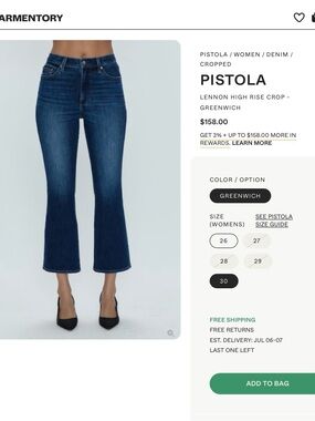 Pistola Lennon High Rise Crop Jeans - Dark Blue
